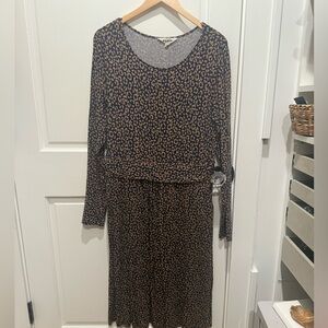 Boden Brown and Black Animal Print Midi Dress